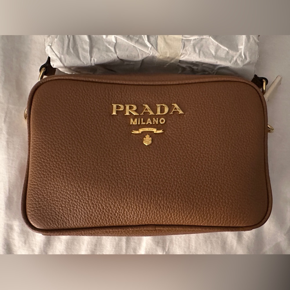 Prada Brown Leather Shoulder Bag NWT still in packaging with authenticity card